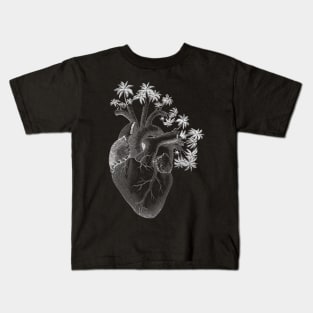Silver Color Anatomically Correct Human Heart - Palm Trees Kids T-Shirt